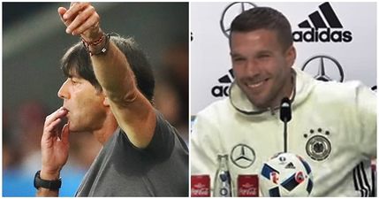 Lukas Podolski responds brilliantly when asked about Joachim Löw’s trouser antics