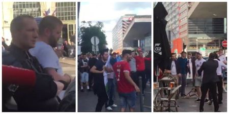 Watch England and Wales fans unite against Russia as trouble continues
