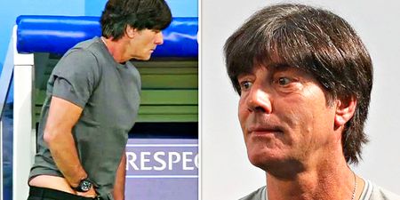 Joachim Low publicly apologies for fondling his own ballsack and sniffing it