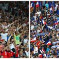 This video of French and English fans getting along is much more like it