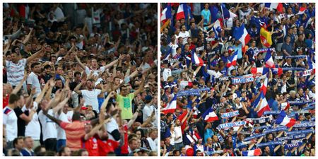 This video of French and English fans getting along is much more like it