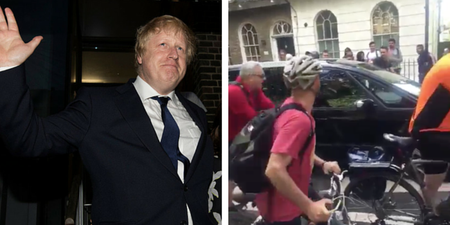 A bunch of angry cyclists tried to block Boris Johnson from getting to work