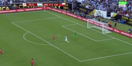 Gonzalo Higuain somehow missed this absolute sitter of a chance to win the Copa America