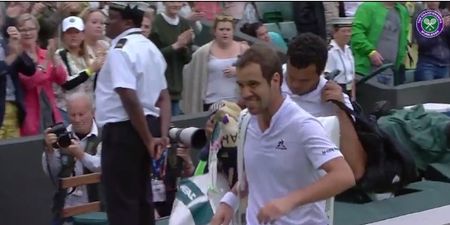 Watch Jo-Wilfried Tsonga prove he’s a true gent after his opponent retired through injury at Wimbledon