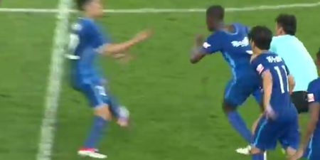 Watch former Chelsea midfielder Ramires as he furiously tries to attack referee