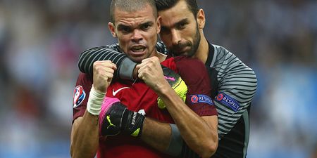 Watch Pepe celebrate Portugal’s famous win by puking up on the pitch