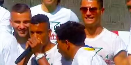Watch Nani show off his beatboxing skills whilst Ronaldo dad-dances away