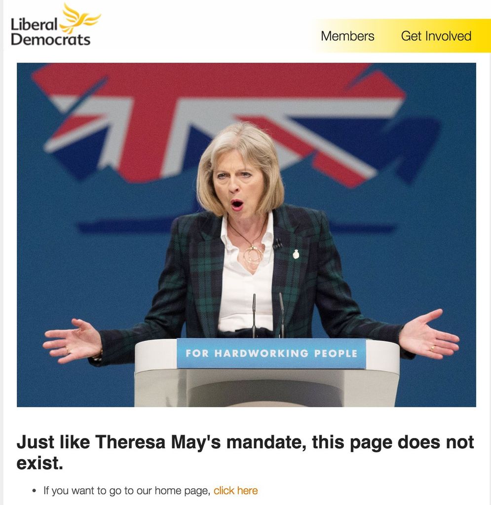 Lib Dems 404 - Theresa May