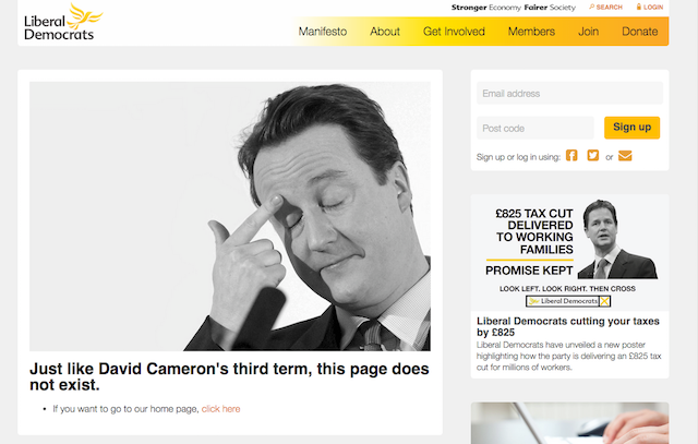 Lib Dems 404 - David Cameron