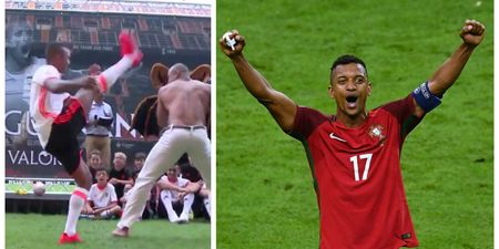 Watch Nani wow the crowds with his capoeira skills in bizarre Valencia unveiling