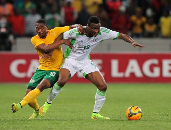 CAPE TOWN, SOUTH AFRICA - SEPTEMBER 10: Obi Mikel of Nigeria during the Orange AFCON, Morocco 2015 Final Round Qualifier match between South Africa and Nigeria at Cape Town Stadium on September 10, 2014 in Cape Town, South Africa. (Photo by Carl Fourie/Gallo Images)