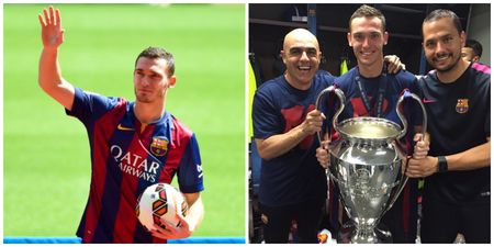 Looks like Thomas Vermaelen’s days of hoovering up trophies with Barca are over
