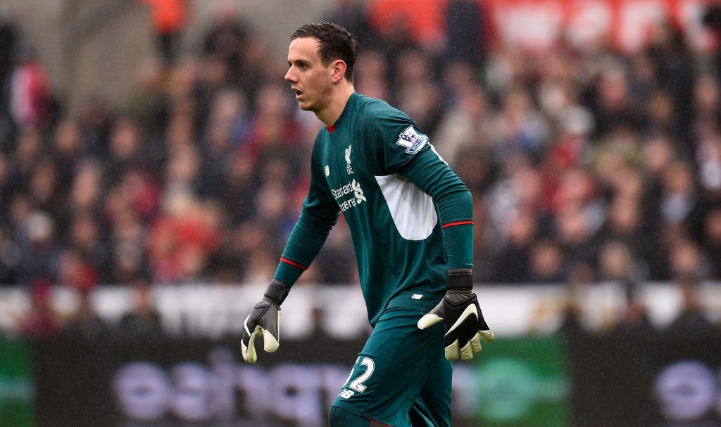 SWANSEA, WALES - MAY 01: Liverpool goalkeeper Danny Ward looks on during the Barclays Premier League match between Swansea City and Liverpool at The Liberty Stadium on May 1, 2016 in Swansea, Wales. (Photo by Stu Forster/Getty Images)