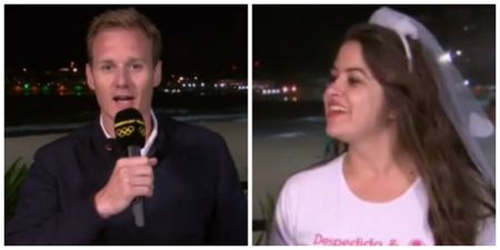 Watch the moment a hen party crashed the BBC’s Olympic coverage