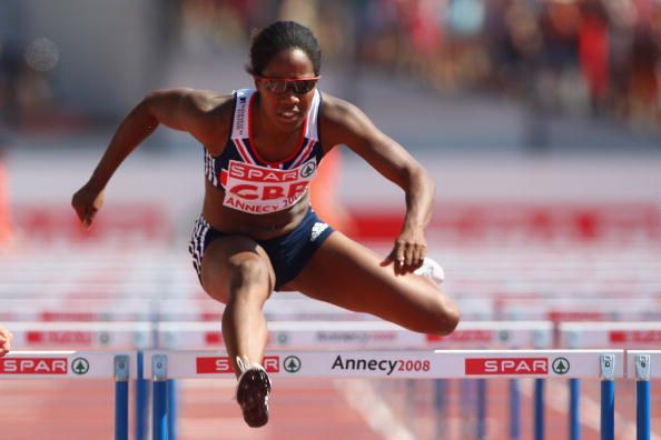 ANNECY, FRANCE - JUNE 22: Sarah Claxton of Great Britain in the women's 100m hurdles during day two of the Spar European Cup at the Parc Des Sports on June 22, 2008 in Annecy, France. (Photo by Michael Steele/Getty Images)