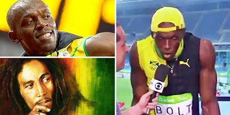 Usain Bolt singing Bob Marley’s One Love is pretty fucking special