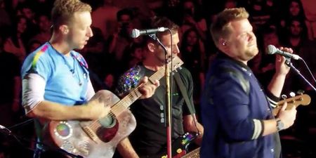 James Corden performs cover of ‘Nothing Compares 2 U’ with Coldplay live in LA