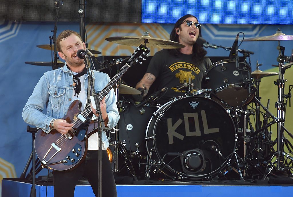NEW YORK, NY - JULY 25: Caleb Followill (L) and Nathan Followill of the band Kings of Leon perform On ABC's "Good Morning America" at Rumsey Playfield, Central Park on July 25, 2014 in New York City. (Photo by Mike Coppola/Getty Images)