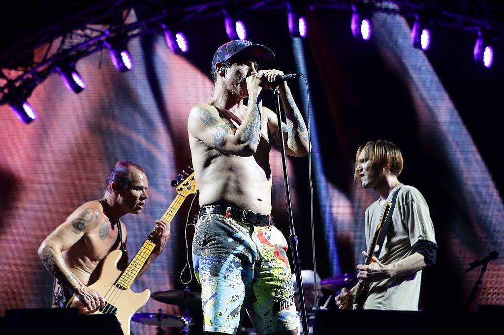 INCHEON, SOUTH KOREA - JULY 22: Anthony Kiedis and Michael 'Flea' Balzary of the Red Hot Chili Peppers perform on stage during the Valley Rock Festival on July 22, 2016 in Incheon, South Korea. (Photo by Chung Sung-Jun/Getty Images)