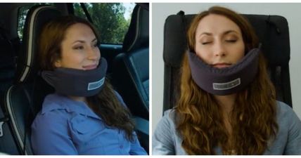 This woman has invented a head-hammock so you can sleep on the go anywhere