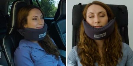 This woman has invented a head-hammock so you can sleep on the go anywhere