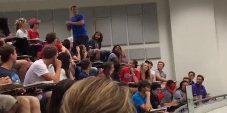 Watch this student land a one in a million trick shot to save his classmates from a test