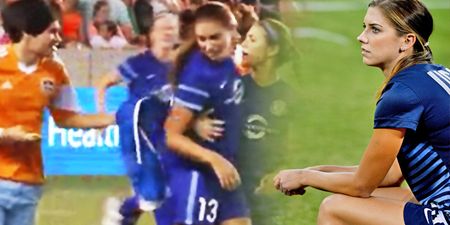 Pitch invader tried to get US star Alex Morgan’s autograph in the middle of a game
