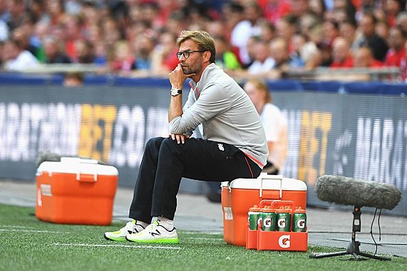 LONDON, ENGLAND - AUGUST 06: Jurgen Klopp, Manager of Liverpool looks on during the International Champions Cup match between Liverpool and Barcelona at Wembley Stadium on August 6, 2016 in London, England. (Photo by Michael Regan/Getty Images)
