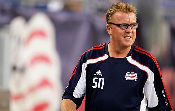 FOXBORO, MA - SEPTEMBER 4: Coach Steve Nicol of the New England Revolution watches the action before a game against the Seattle Sounders FC at Gillette Stadium on September 4, 2010 in Foxboro, Massachusetts. (Photo by Gail Oskin/Getty Images)