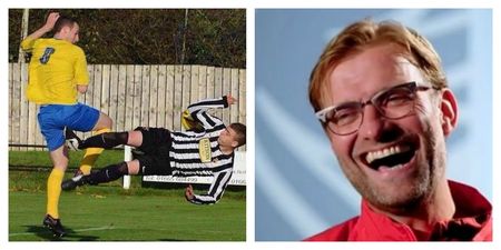 Non-League player pulls off the oldest trick in the book on this unsuspecting referee