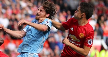 Was Ander Herrera lucky to avoid a red card for this horror tackle on Joe Allen?