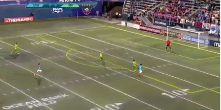 The best goal of the weekend came on a university gridiron pitch