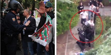 Polish hooligans filmed ‘attacking Spanish police’ before Champions League clash