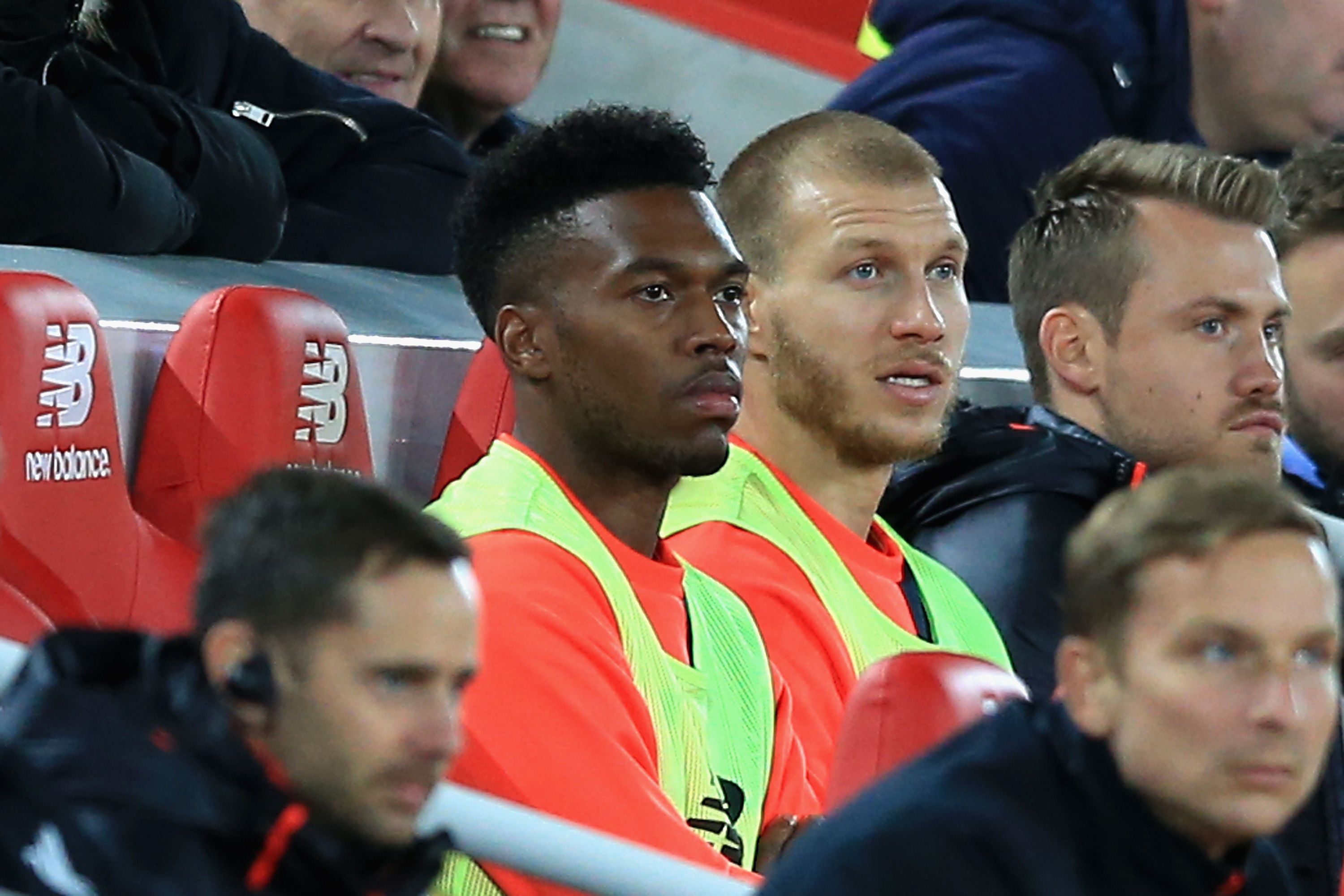 LIVERPOOL, ENGLAND - OCTOBER 22:  Substitute Daniel Sturridge of Liverpool looks on from the bench during the Premier League match between Liverpool and West Bromwich Albion at Anfield on October 22, 2016 in Liverpool, England.  (Photo by Jan Kruger/Getty Images)