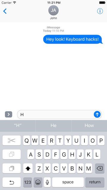 One handed iphone keyboard
