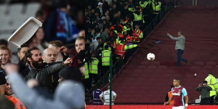 West Ham and Chelsea fans clashed in ugly scenes at the London Stadium