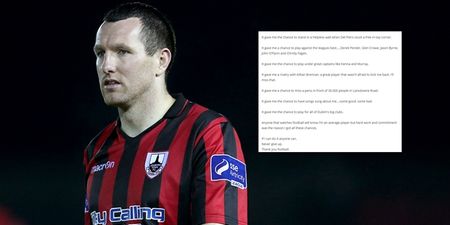 Irish footballer pens possibly the greatest retirement statement of all time
