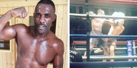 Idris Elba throws some big shots to win his first pro kickboxing fight