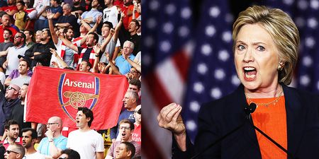 Hillary Clinton turns to Arsenal fans to help her seal victory in the US presidential race