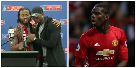 Paul Pogba looks very awkward as he makes surprise appearance at NFL press conference