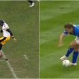 This is why you should never try a rabona in the NFL