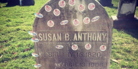 Women are leaving ‘I Voted’ stickers on this female activist’s grave