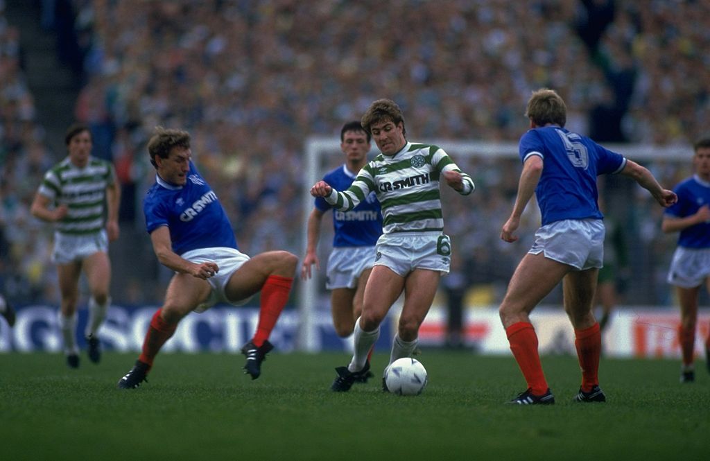 Terry Butcher of Rangers and Mark McGhee of Celtic