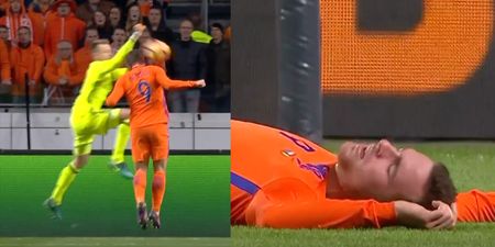 This clash with Simon Mignolet leaves Spurs’ Vincent Janssen with memory loss
