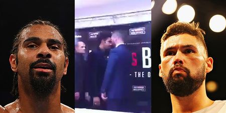 David Haye throws punch at Tony Bellew during fiery press conference