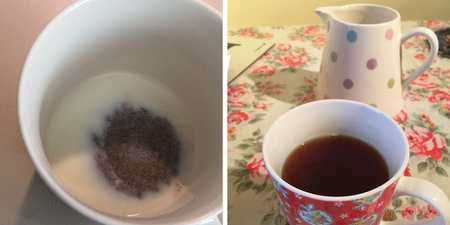 Does the milk go in first or last in a cup of tea?