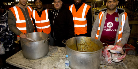 Aston Villa trio serve food to the homeless at Birmingham soup kitchen