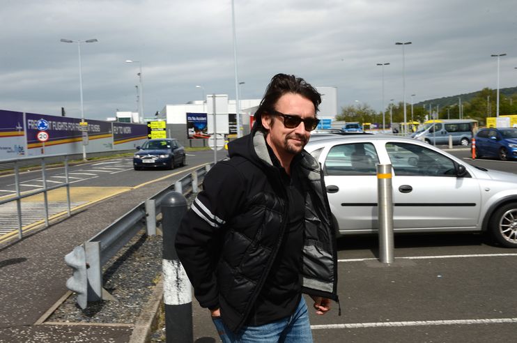 BELFAST, NORTHERN IRELAND - MAY 21: Touch down: Richard Hammond arrives in Belfast ahead of the Clarkson, Hammond and May live arena tour on May 21, 2015 in Belfast, Northern Ireland. (Photo by Carrie Davenport/Getty Images)