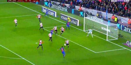 Luis Suárez scored his 100th Barcelona goal in some style