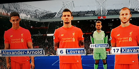 Sky didn’t have a line-up picture for Liverpool’s Trent Alexander-Arnold so had to improvise
